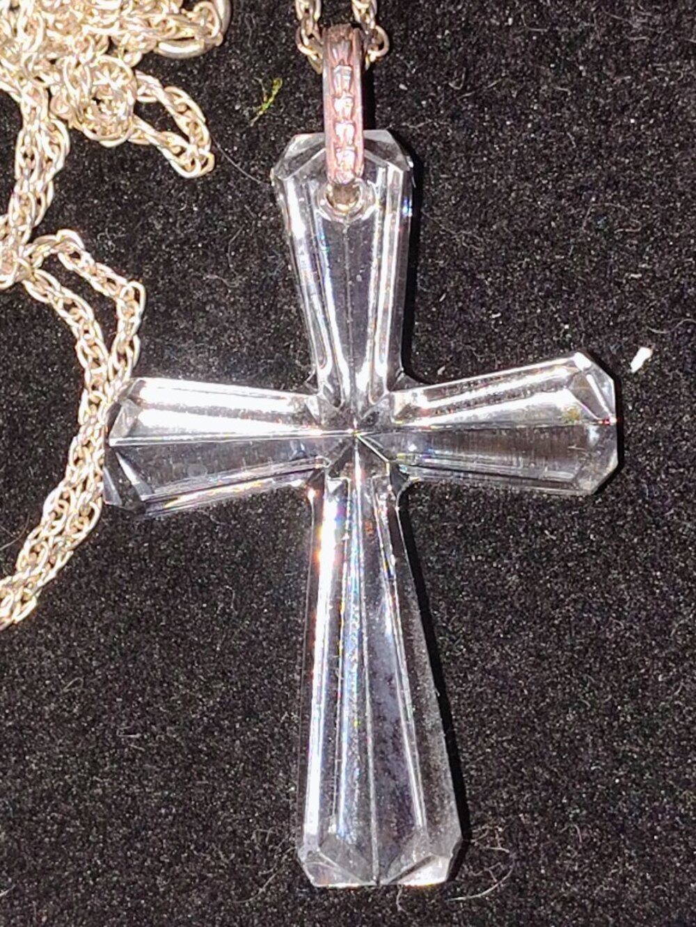 Vintage Waterford Crystal Cross Pendant – Sterling Bail – Original Box & Pouch - Picture 4 of 8